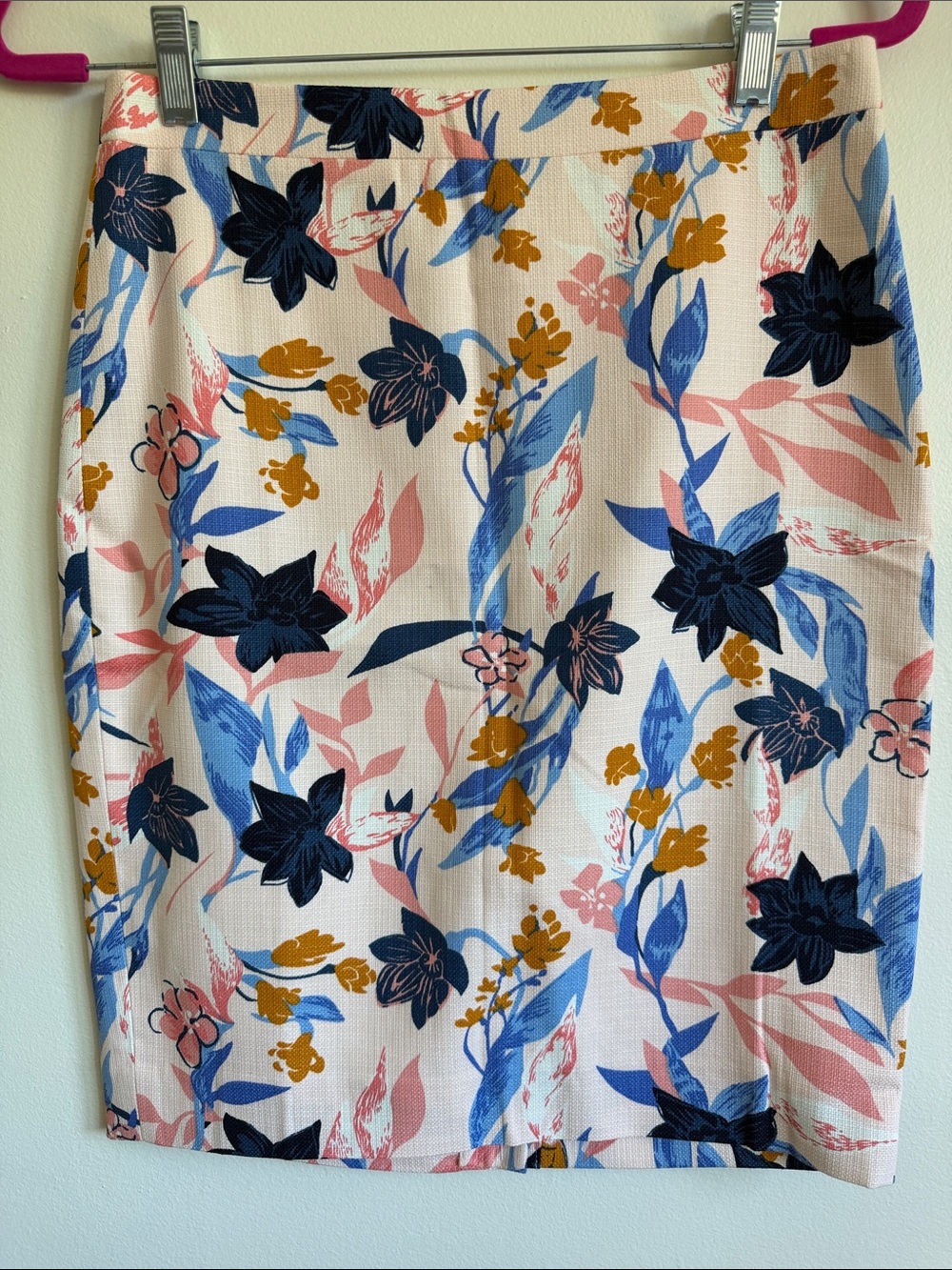 NWT JCrew Basketweave Floral Pencil Skirt in Blush with Navy, Blue, Pink & Musta